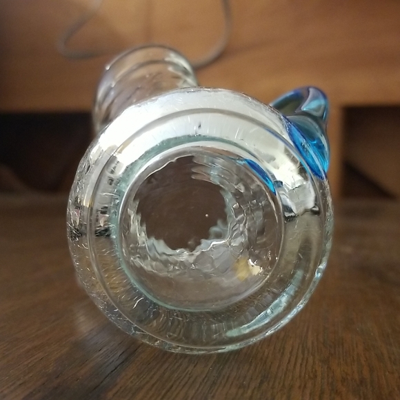 Vintage Clear Miniature Aqua Crackle Glass Pitcher - Picture 6 of 8
